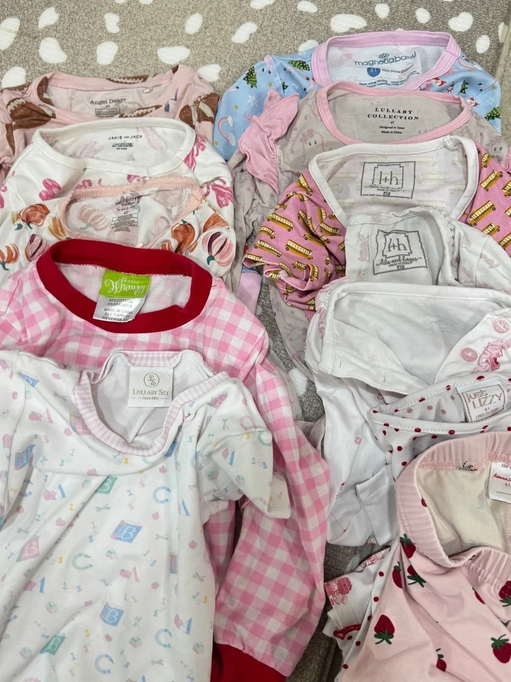 Lot of 19 Pima Pajamas set toddler girl tee pants nightgown santa pumpkins dress